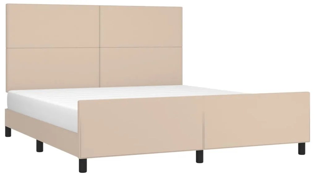 Estrutura cama cabeceira 180x200 cm couro artificial cappuccino