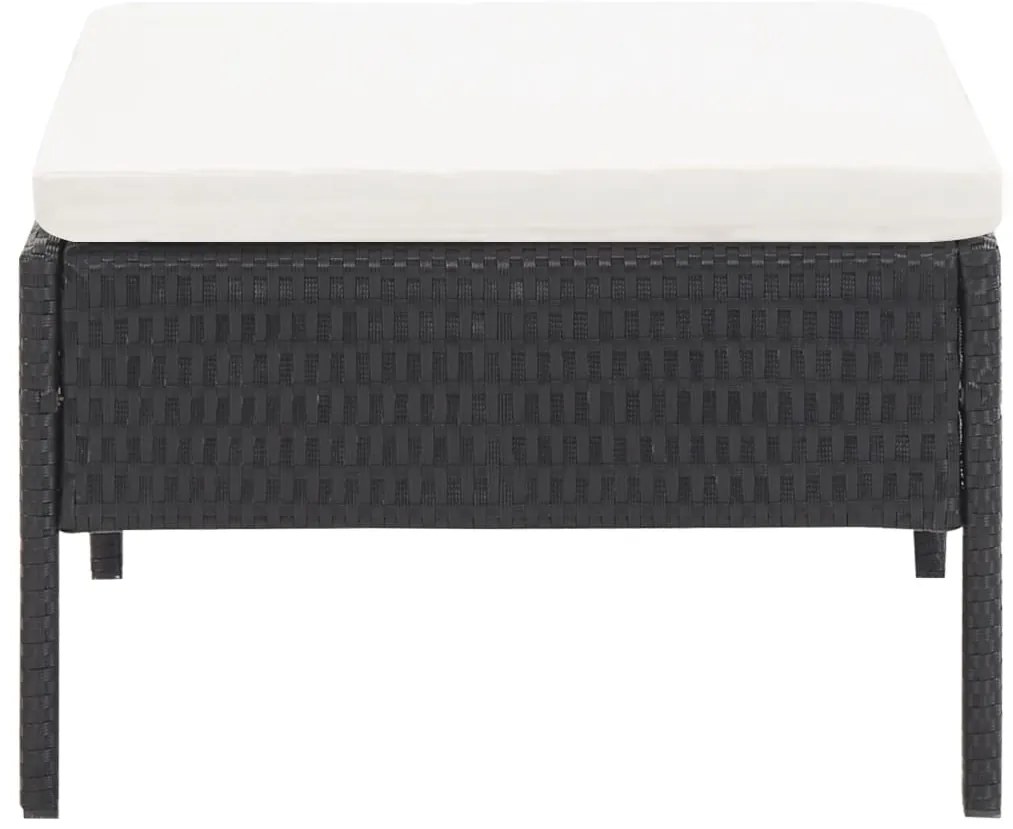 3 pcs conjunto lounge de jardim c/ almofadões vime PE preto