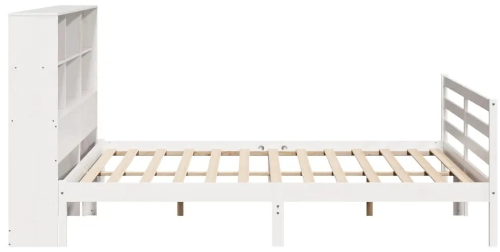 Cama com estante sem colchão 180x200 cm pinho maciço branco