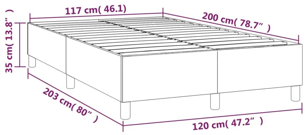 Estrutura de cama com molas 120x200 cm tecido castanho-escuro