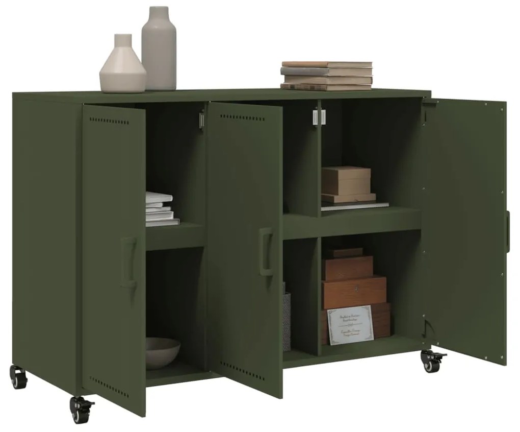 Aparador 100,5x39x72 cm aço verde-azeitona