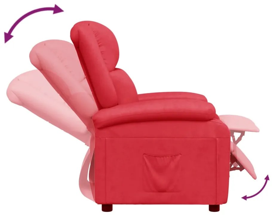 Poltrona reclinável couro artificial vermelho