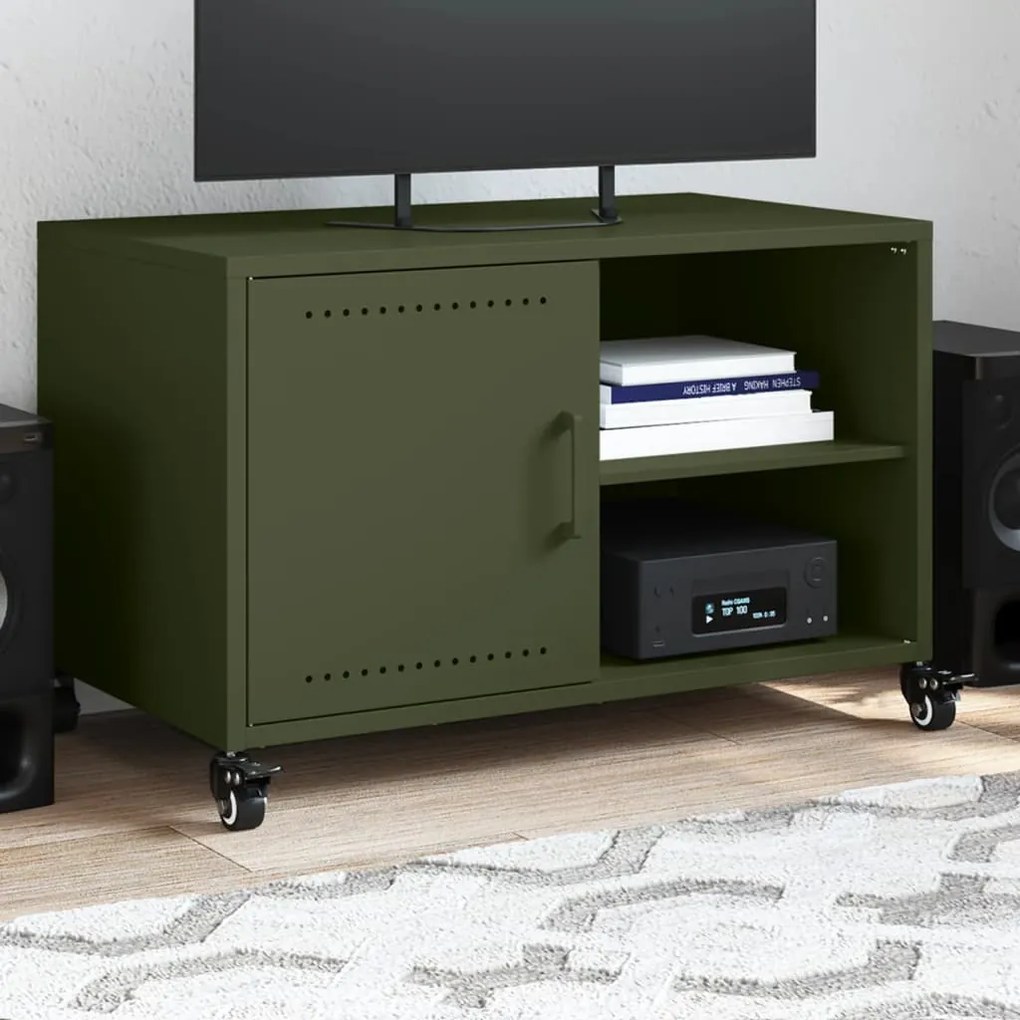 Móvel de TV 68x39x43,5 cm aço verde azeitona
