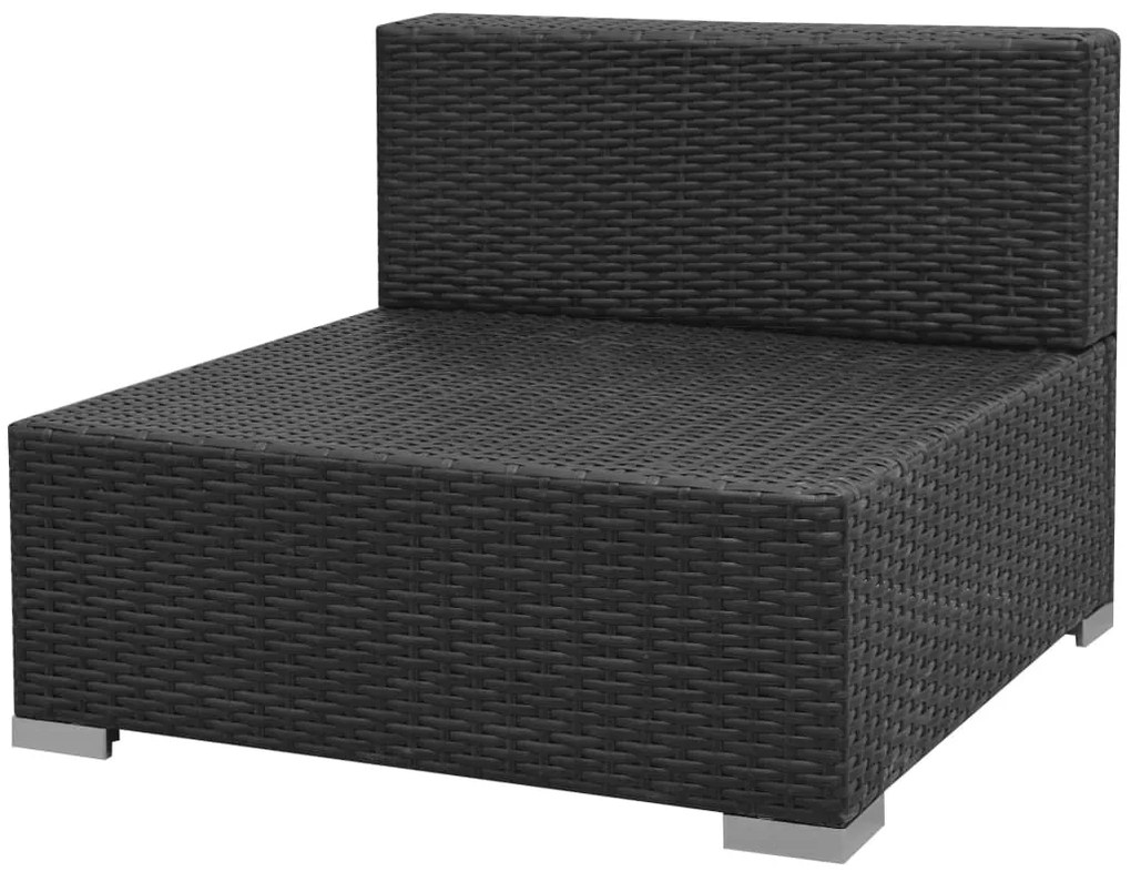 7 pcs conjunto de sofá para jardim com toldo vime PE preto