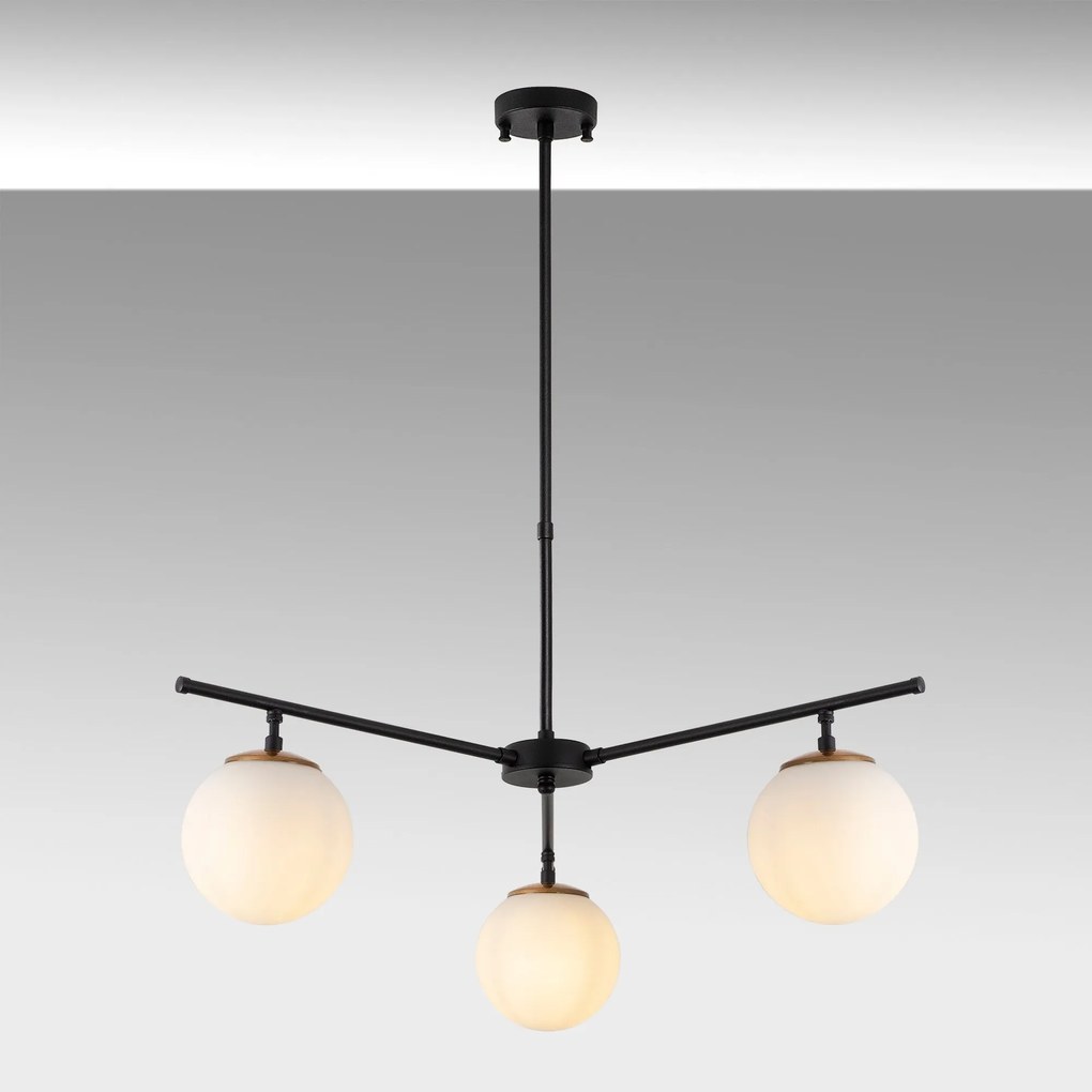 Candeeiro de Teto Atmaca – Preto, Dourado e Branco – 70 x 70 cm