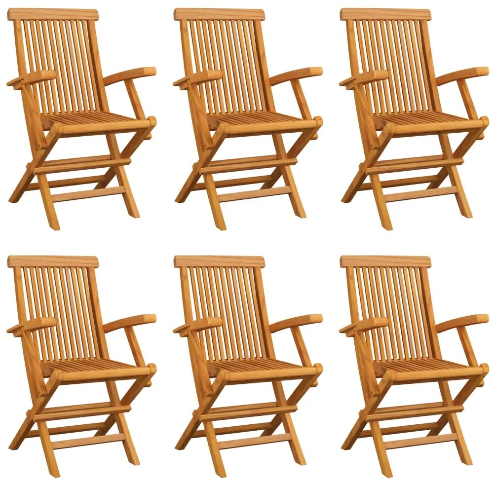 vidaXL Cadeiras de jardim dobráveis 6 pcs madeira de teca maciça