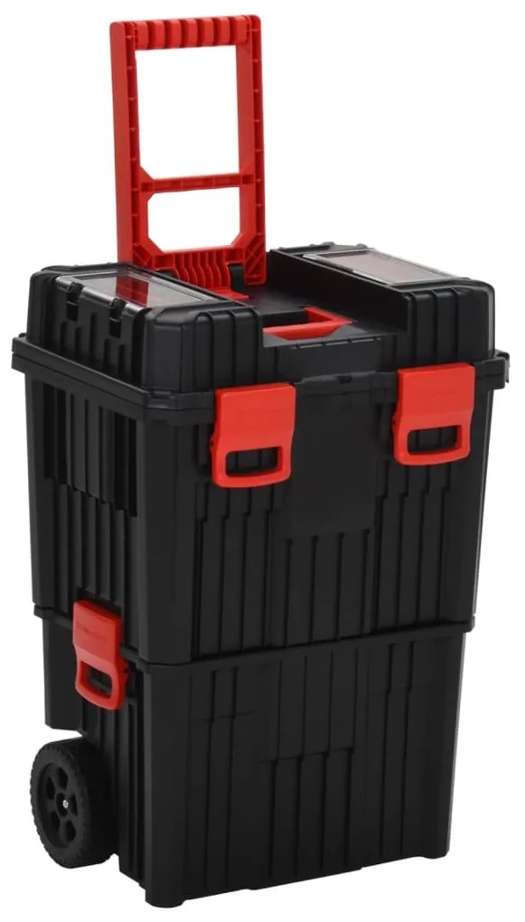 vidaXL Carrinho de ferramentas polipropileno preto e vermelho