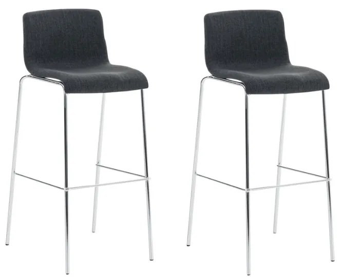 Conjunto de 2 bancos de bar Hoover em tecido e com estrutura cromada 43 x 100 x 48 cm Cinzento escuro