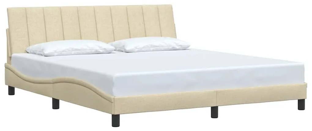 Estrutura de cama sem colchão 180x200 cm tecido cor creme