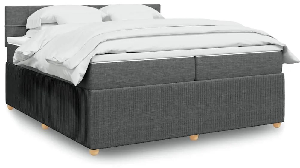 Cama com molas/colchão 200x200 cm tecido cinzento-escuro