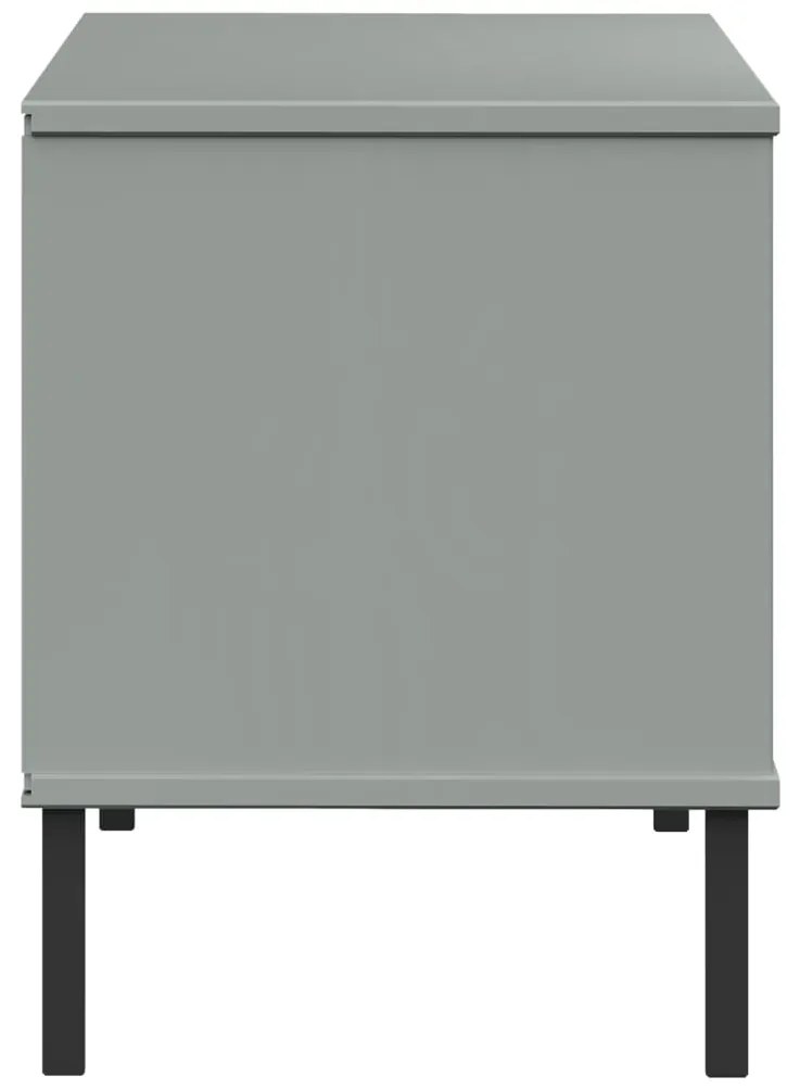 Sapateira pernas metal 106x35x45cm madeira maciça OSLO cinzento