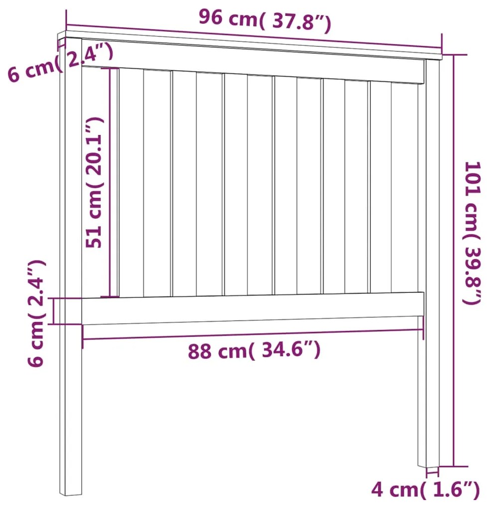 Cabeceira de cama 96x6x101 cm pinho maciço preto