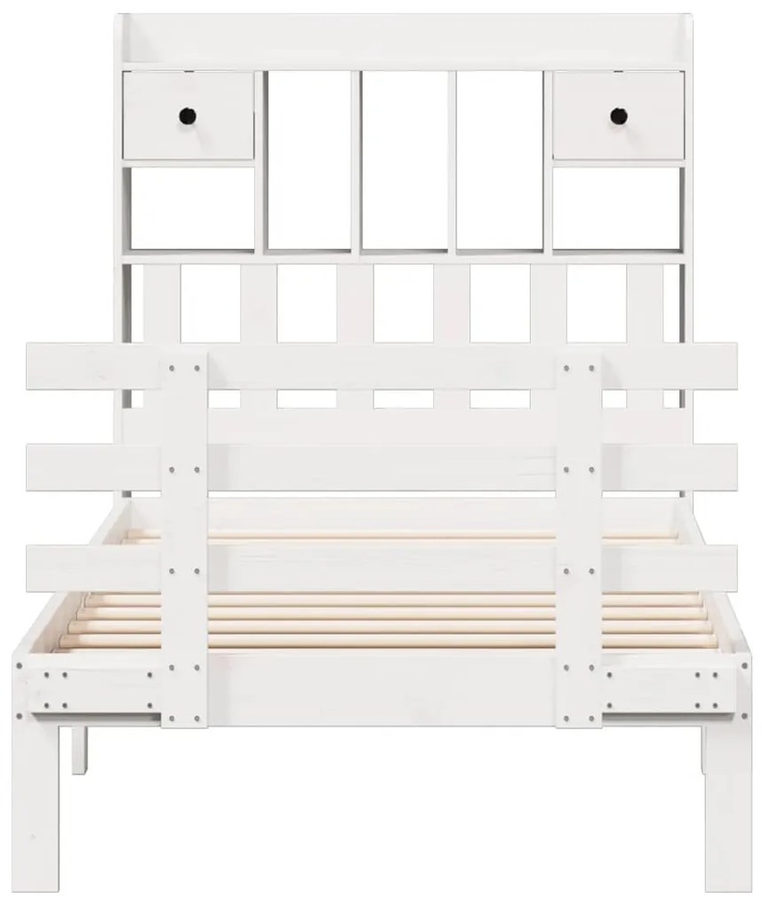 Cama com estante sem colchão 100x200 cm pinho maciço branco
