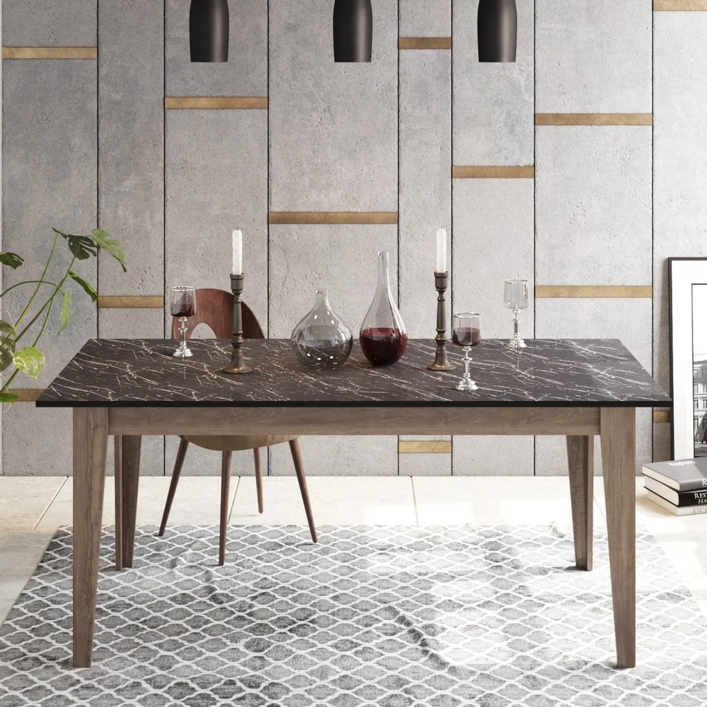 Mesa de Jantar Lorenz – Noz e Preto – 180x76,8x90 cm