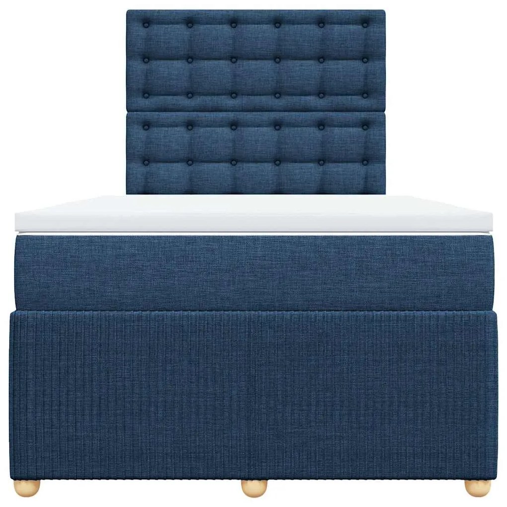 Cama boxspring com colchão 120x190 cm tecido azul