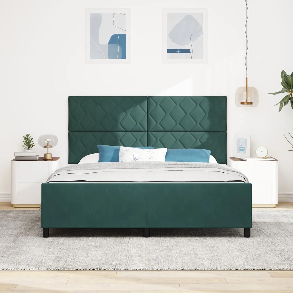 estrutura de cama vidaXL verde escuro 180x200 cm veludo