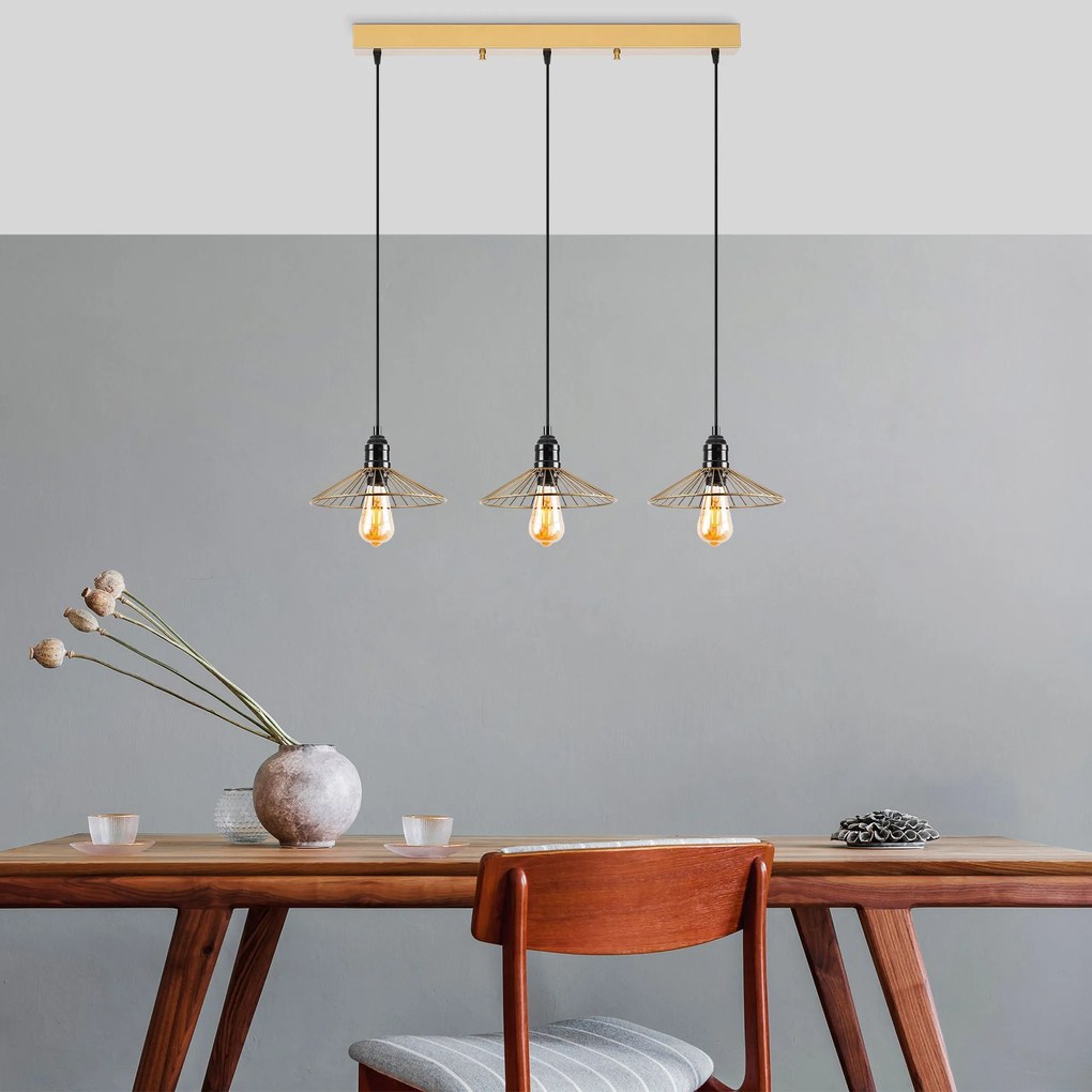 Candeeiro de Teto Kila – Dourado Brilhante – 98 x 25 x 114 cm