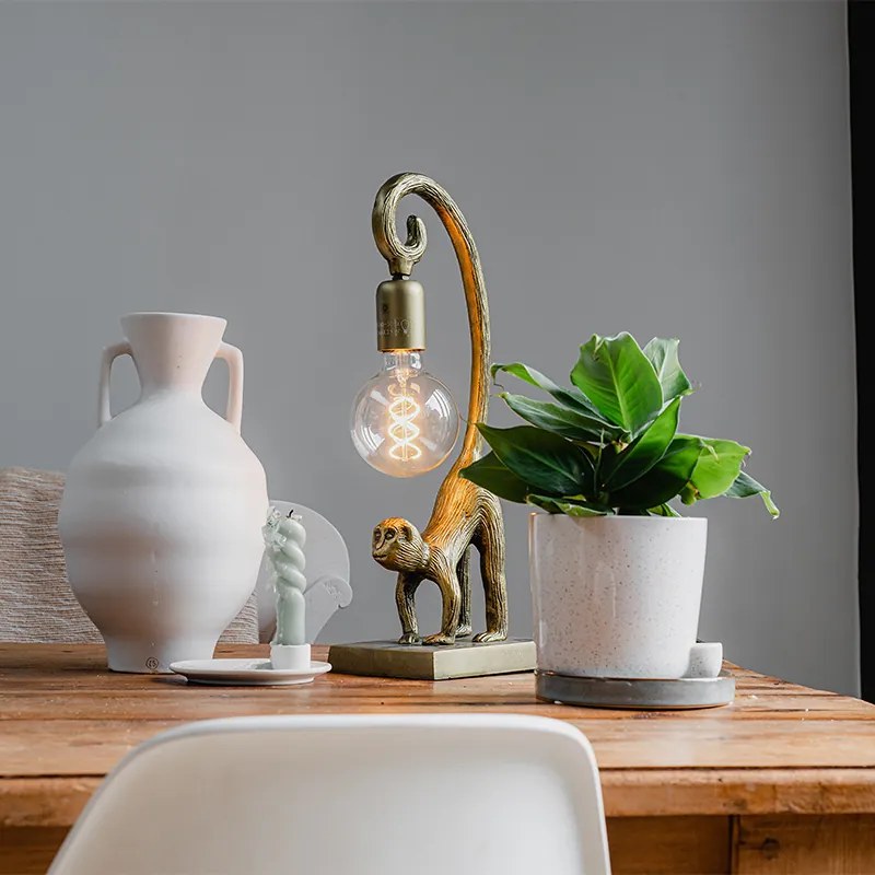 Candeeiro de mesa vintage latão - Animal Macaco Hale
