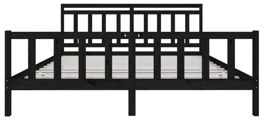 Estrutura de cama 200x200 cm madeira maciça preto