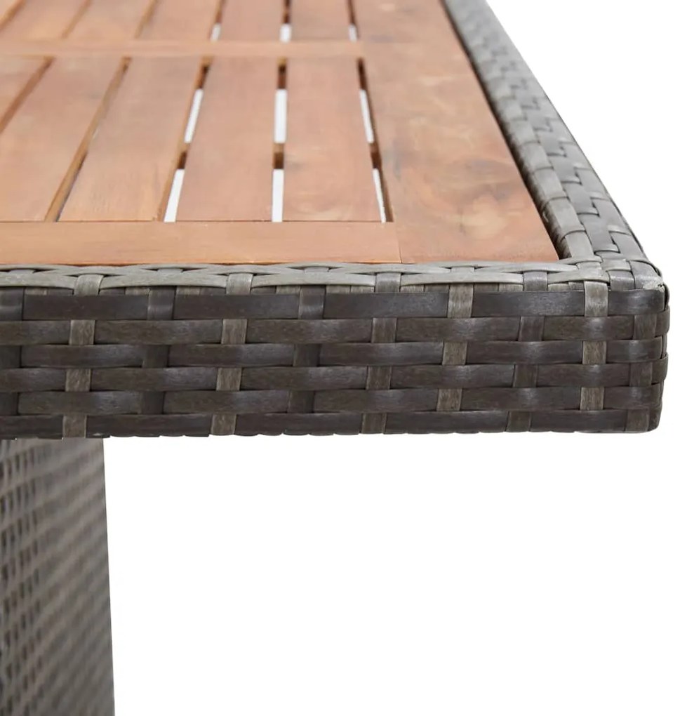 9 pcs conjunto jantar exterior c/ almofadões vime PE cinzento