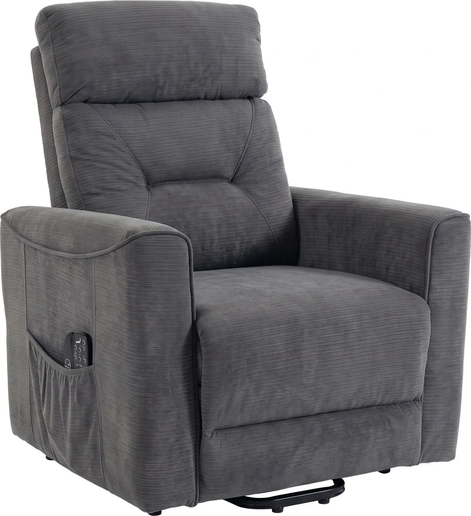 HOMCOM Poltrona Relax com Apoio Elétrico para Levantar, Massagem &amp; Aquecimento, Poltrona Chenille com Molas, Cinza Escuro | Aosom Portugal