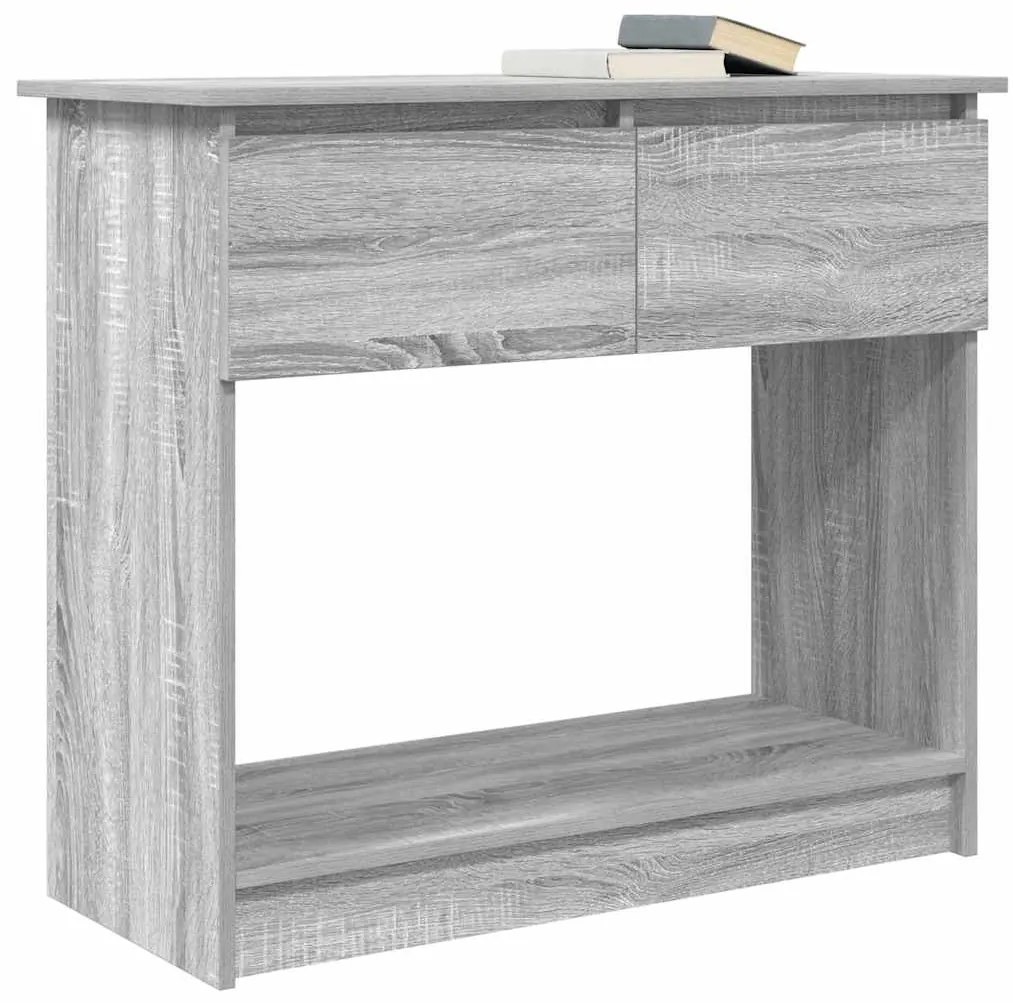 Mesa consola com gavetas 85,5x38,5x74,5 cm sonoma cinzento