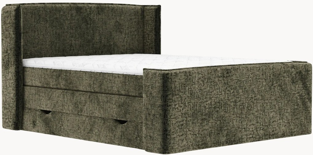 Cama divã em chenille artesanal com arrumação Freeland, H4
