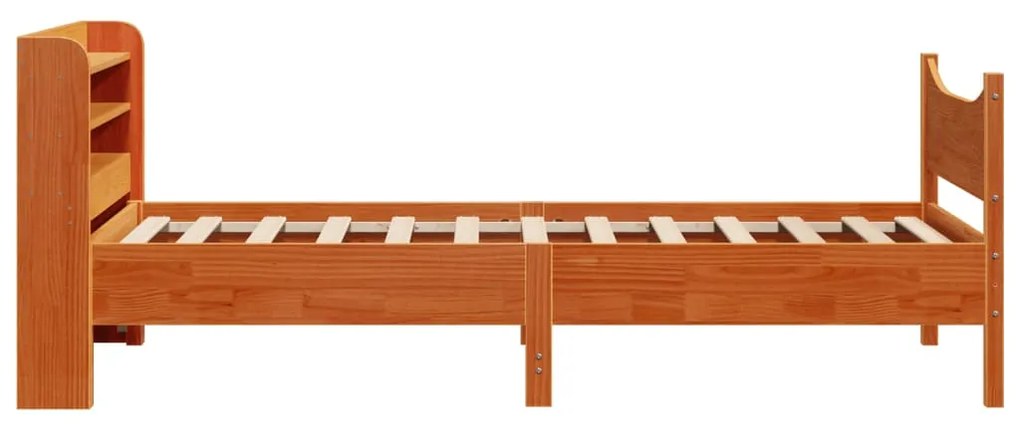 Estrutura cama c/ cabeceira 90x190 cm pinho maciço castanho-mel