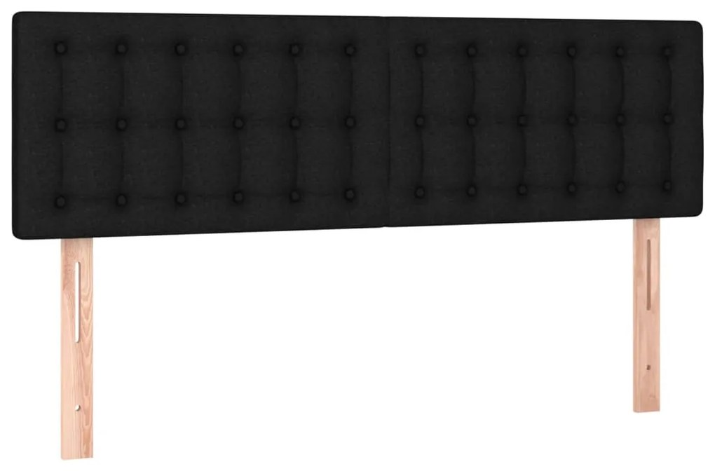 Cabeceira de cama c/ luzes LED tecido 144x5x78/88 cm preto