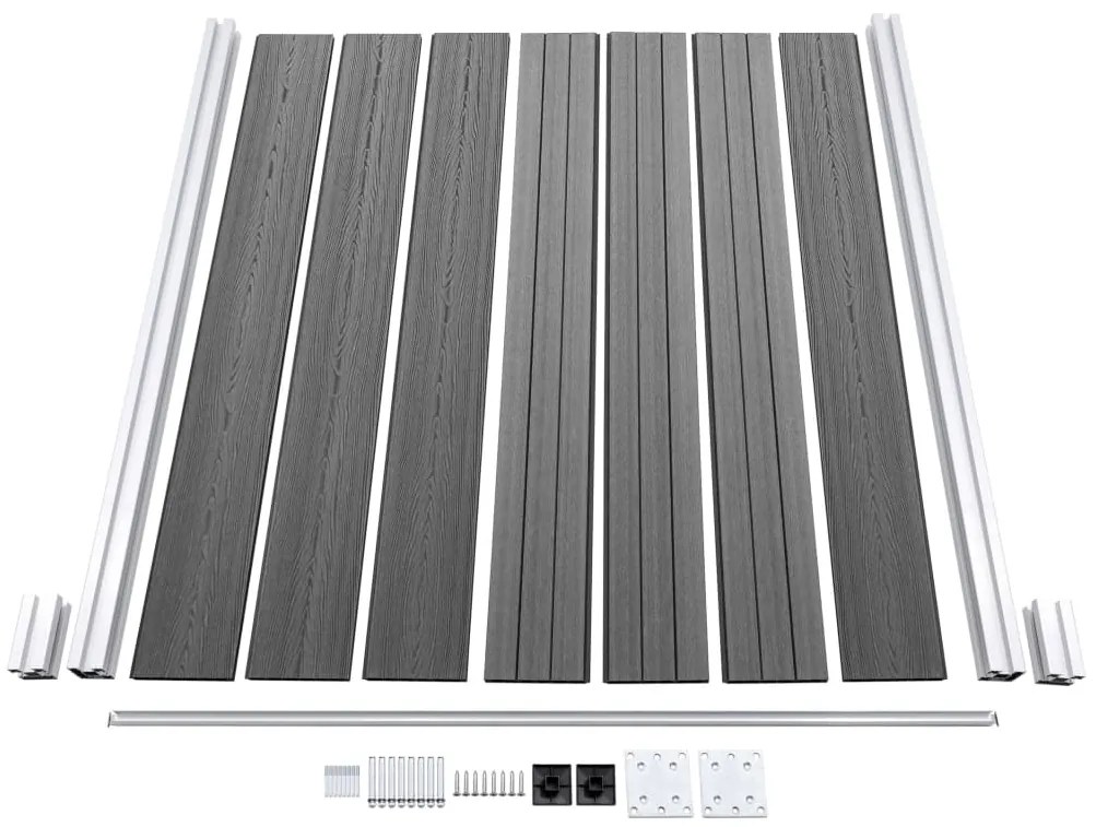 Painel vedação WPC 1 quadrado + 1 inclinado 273x186 cm cinzento