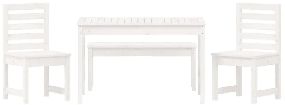 4 pcs conj. de jantar p/ jardim madeira de pinho maciça branco