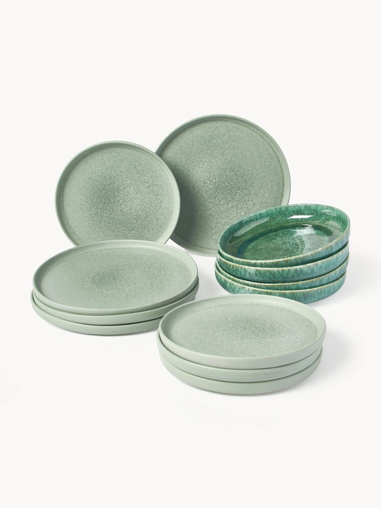 Handmade Tableware Set Pam with Reactive Glaze, 4 People, Set of 12