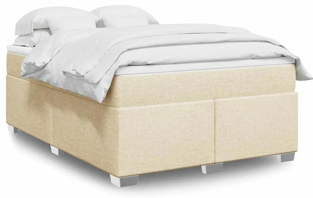 Cama com molas/colchão 140x190 cm tecido cor creme