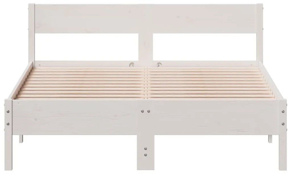 Cama sem colchão 135x190 cm madeira de pinho maciça branco