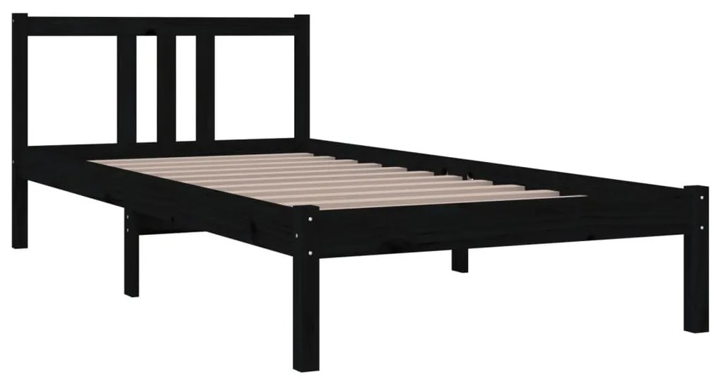 Estrutura de cama 90x200 cm madeira maciça preto