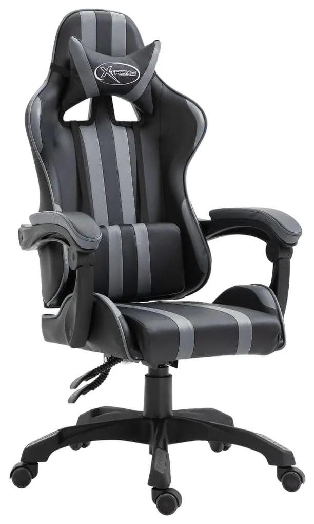 Cadeira de gaming couro artificial cinzento