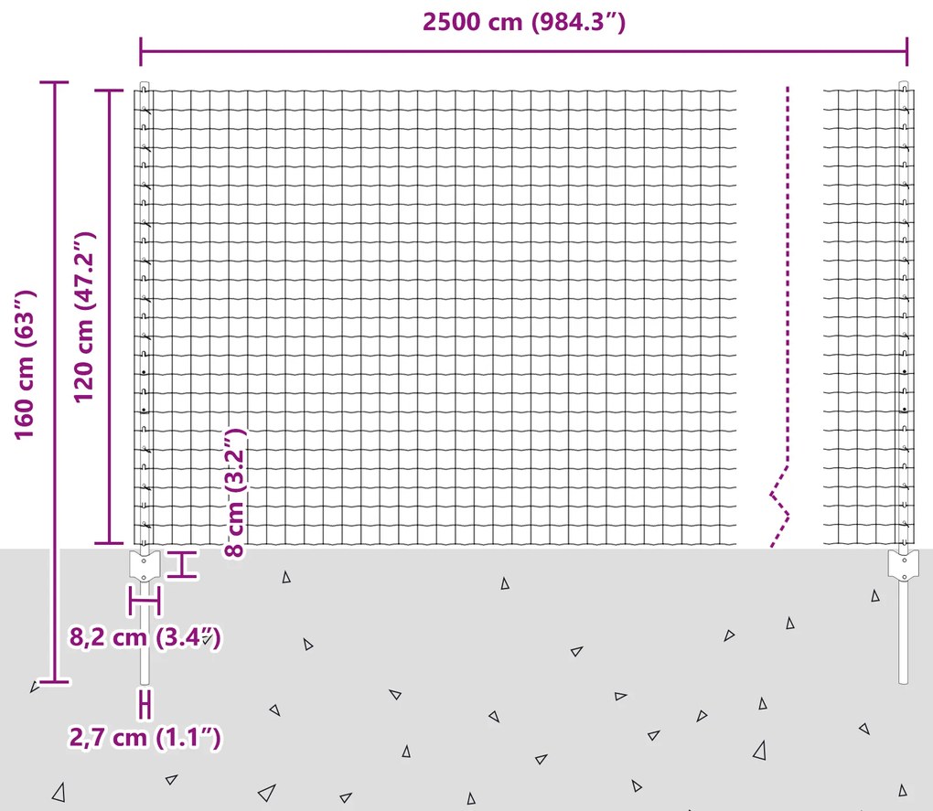Cerca Euro com 11 Postes U Verde 1,2x25 m Aço