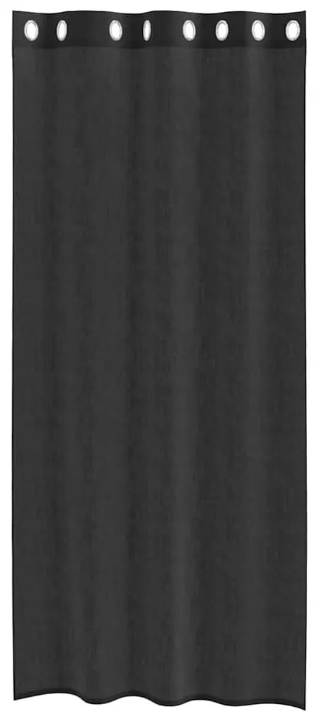 Cortinas de voile com ilhós 2 pcs preto 140x245 cm