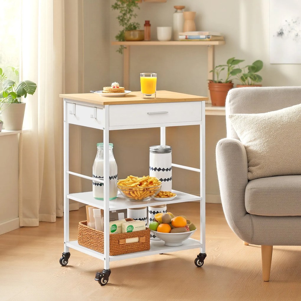 Carrinho de cozinha 47 x 60 x 90 cm bege-branco