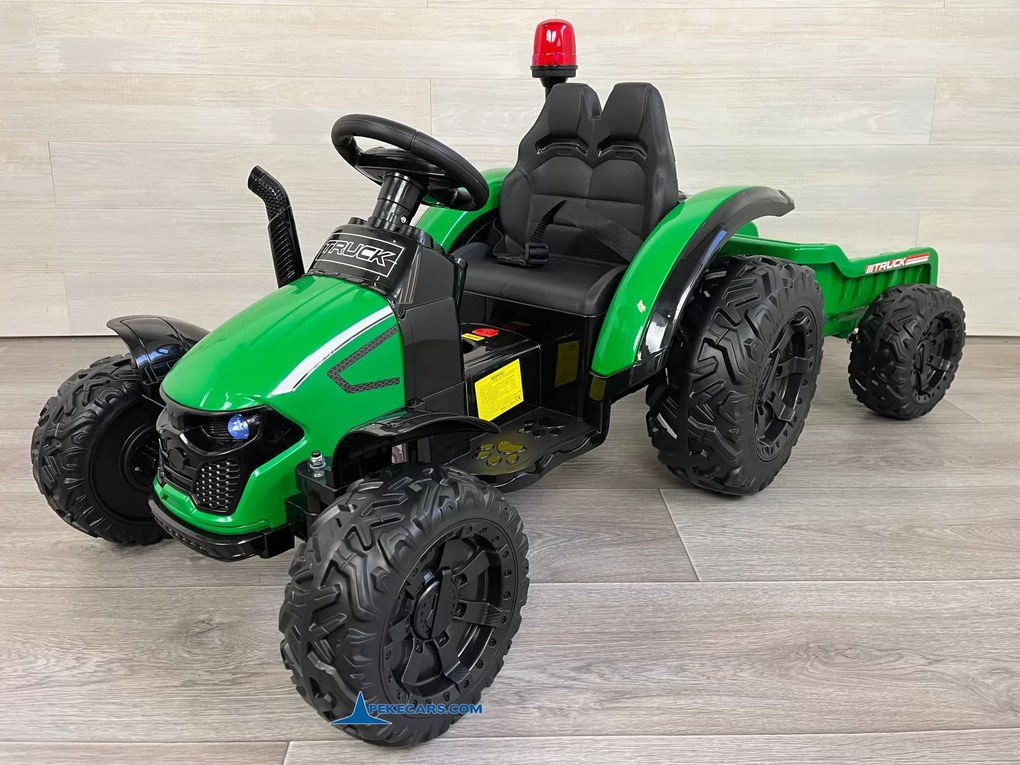 Trator Electrico para crianças Electrico Peketrac 9100 com Comando 2.4G e Reboque Verde
