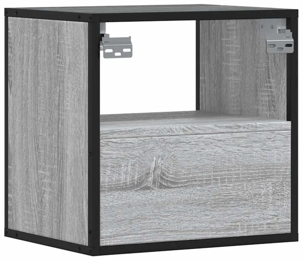 Mesa de cabeceira de parede 40x31x39,5 cm cinzento sonoma