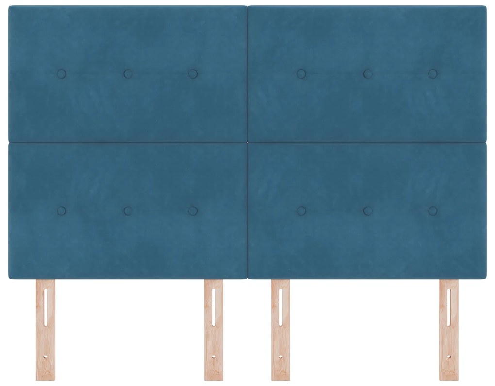 Cabeceira vidaXL com Botões Estofados Azul Escuro 140 cm Veludo