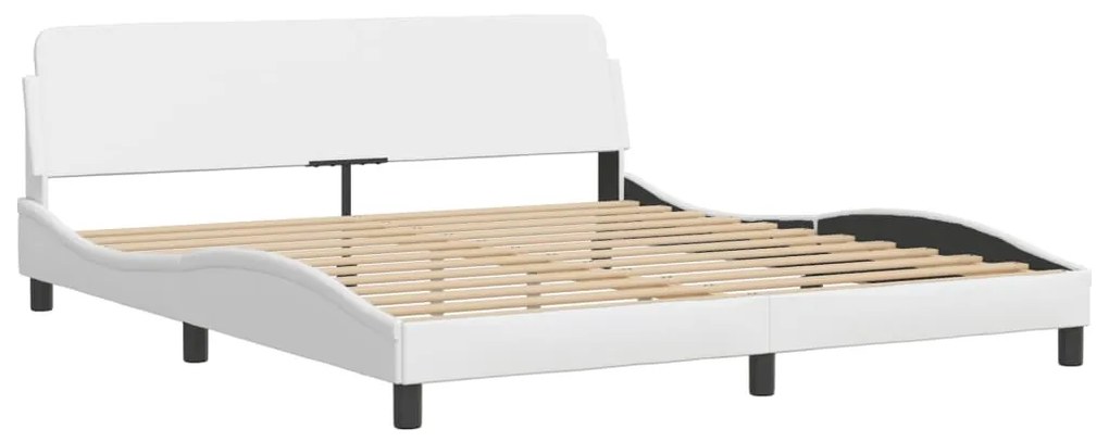 Estrutura cama c/ cabeceira 180x200 cm couro artificial branco