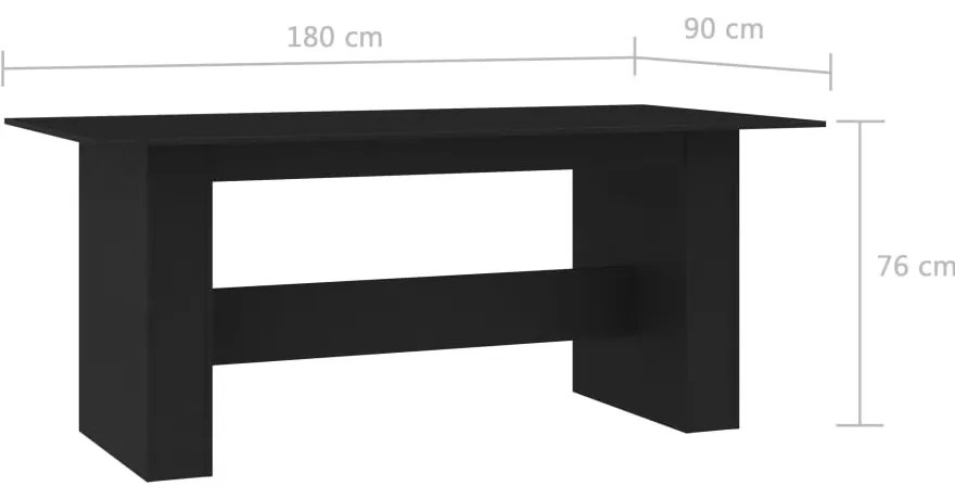 Mesa de jantar 180x90x76 cm derivados de madeira preto