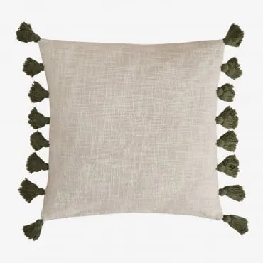 Almofada Quadrada 45x45 Cm Em Algodão Botucau Gardenia White - Verde Azeitona Intenso - Sklum