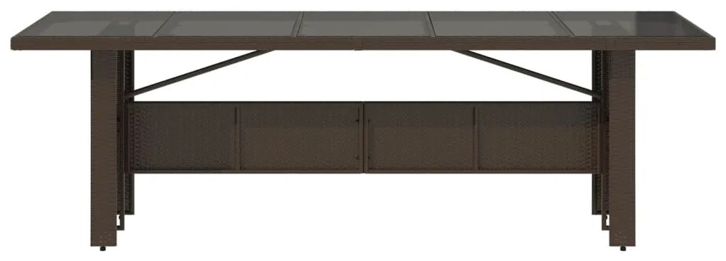 Mesa de jardim com tampo de vidro 240x90x75 cm vime PE castanho