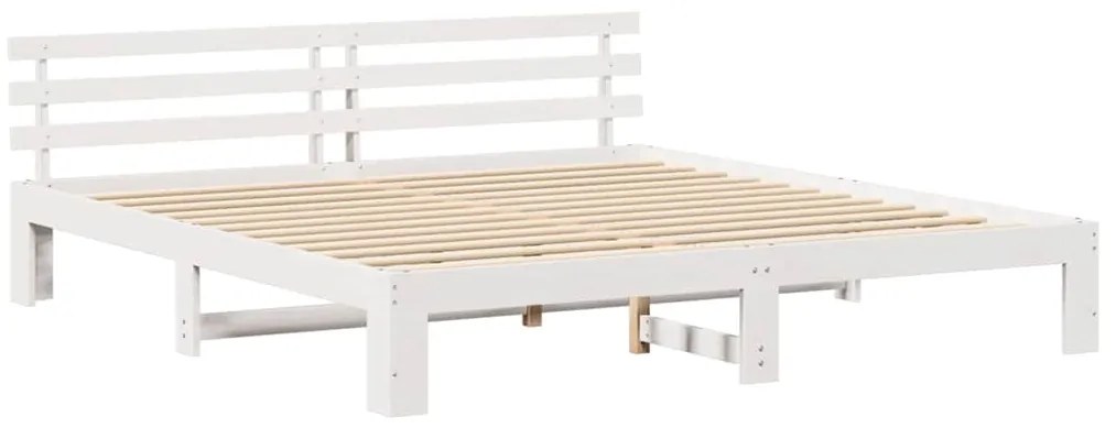 Estrutura de Cama Branca Branca Madeira Sólida 200 x 200 cm