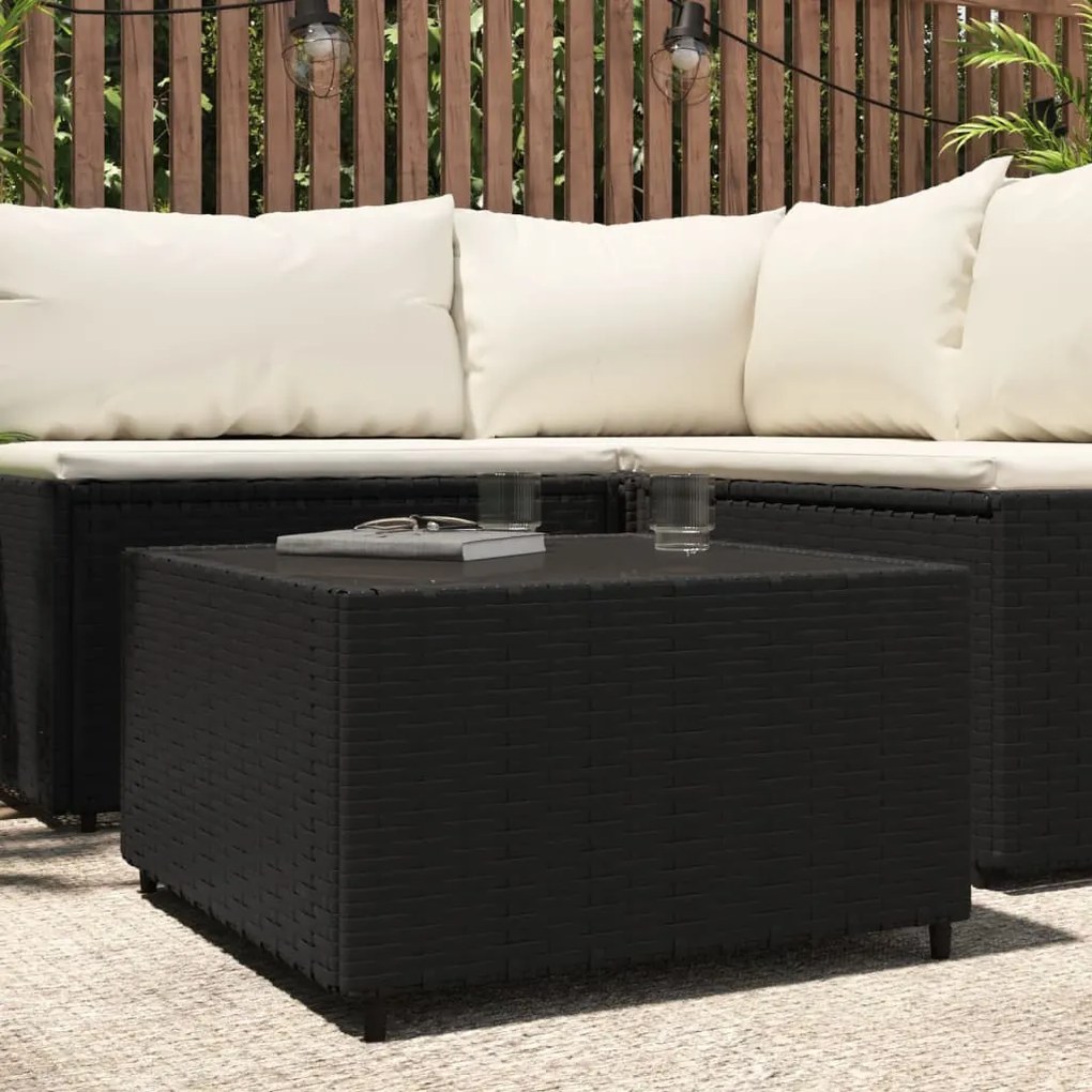 vidaXL Mesa de centro para jardim quadrada 50x50x30 cm vime PE preto