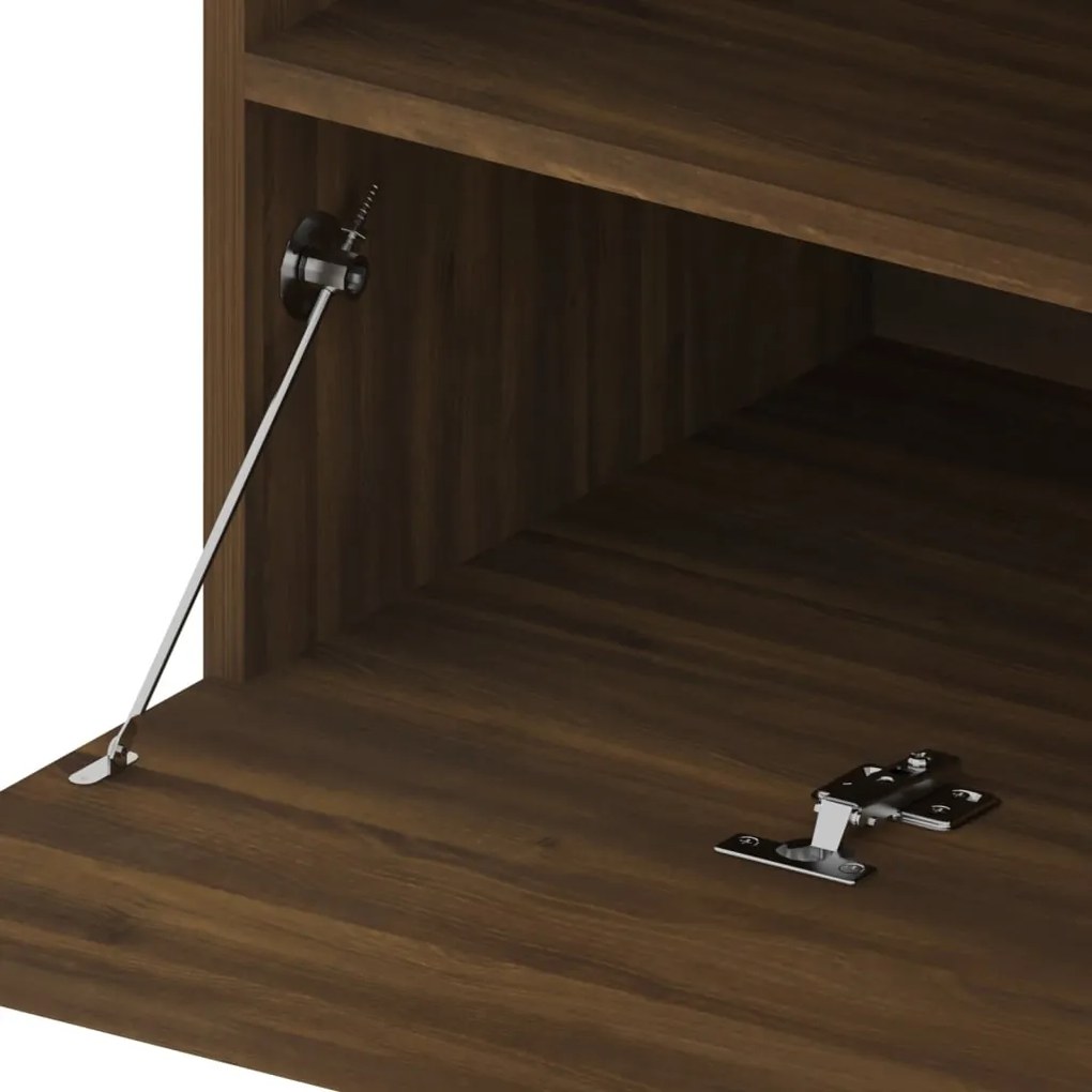 Móvel de TV com luzes LED 75x35x40 cm carvalho castanho