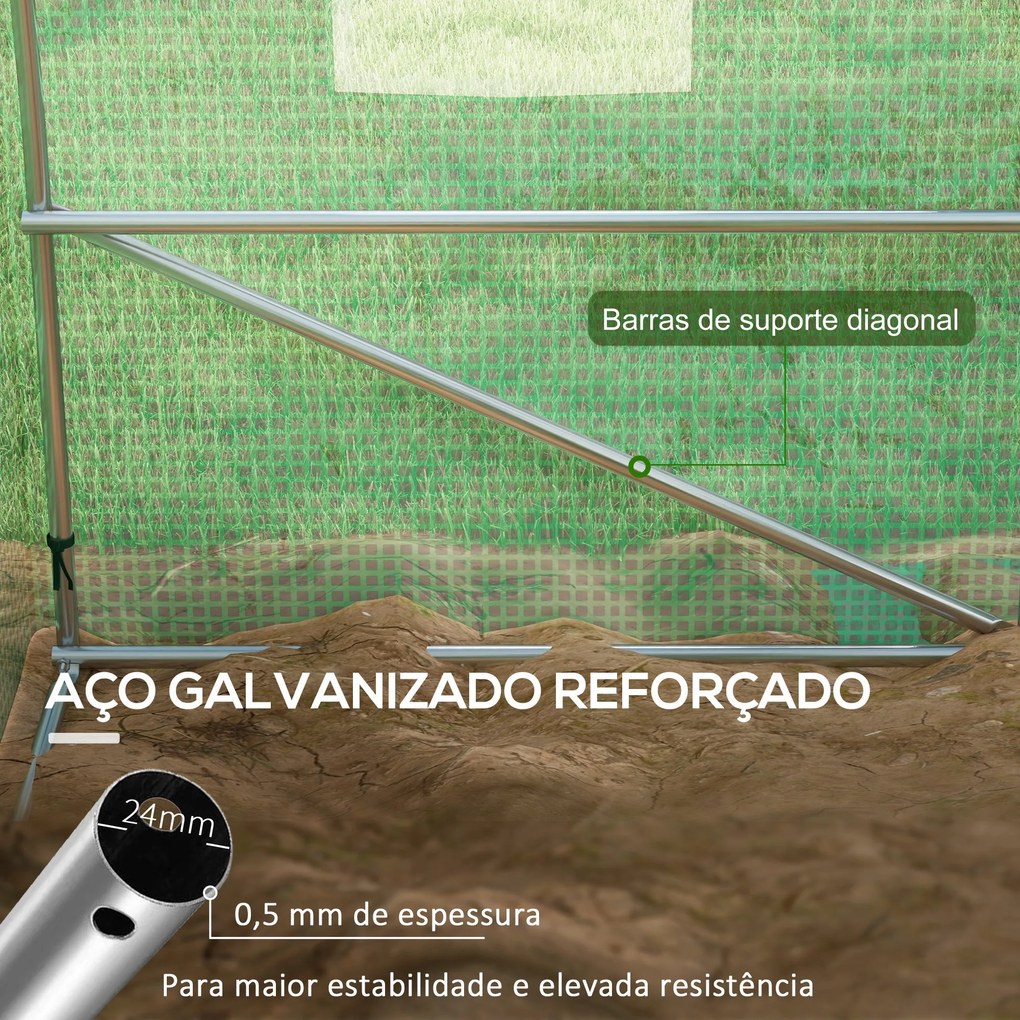 Estufa tipo Túnel 6x3x2 m Estufa de Exterior Com Sistema de Irrigação